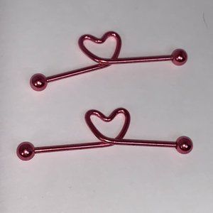 14 Gauge Pink Industrial Heart Piercing